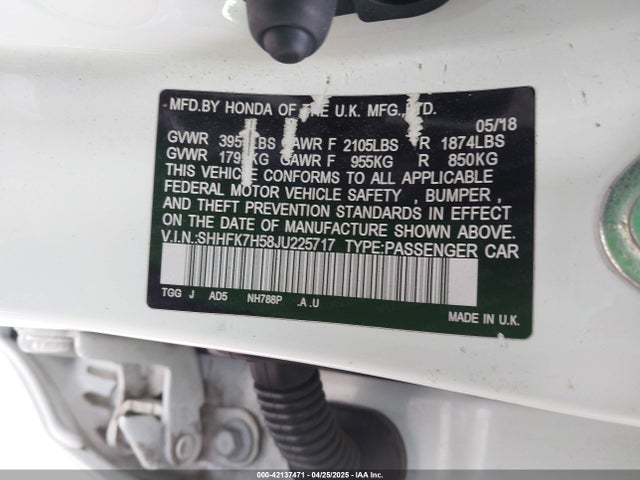SHHFK7H58JU225717 Honda CIVIC EX