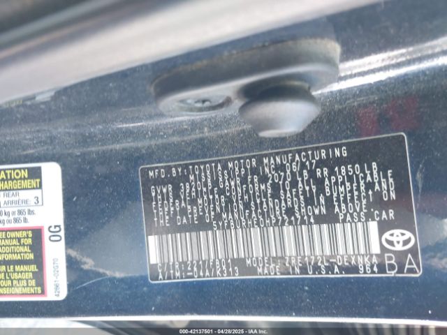 5YFBURHE0HP721714 Toyota COROLLA LE