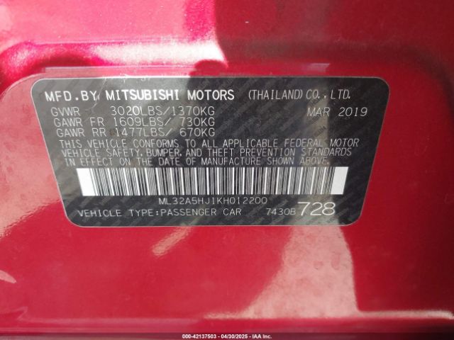 ML32A5HJ1KH012200 Mitsubishi MIRAGE LE