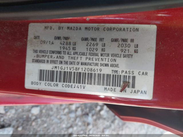 JM1GJ1V58F1208619 Mazda Mazda6 I Touring