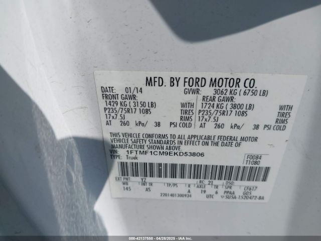 1FTMF1CM9EKD53806 Ford F-150 Xl