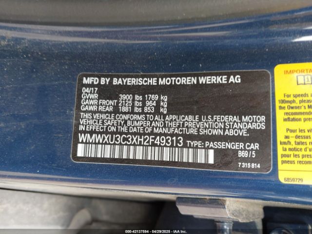 WMWXU3C3XH2F49313 Mini Hardtop Cooper S