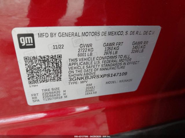 3GNKBJRSXPS147109 Chevrolet lgx