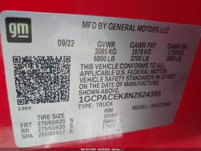1GCPACEK8NZ624395 Chevrolet Silverado 1500 2wd  Short Bed Lt