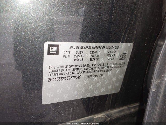 Chevrolet IMPALA 2LZ 2014 2G1155S31E9270046 Image 9