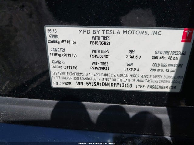 2013 TESLA MODEL S 5YJSA1DN9DFP13150 Photo 8