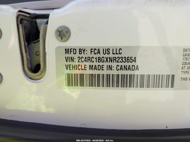 2C4RC1BGXNR233654 Chrysler Pacifica Touring L
