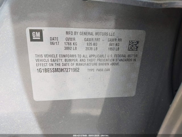 1G1BE5SM3H7271962 Chevrolet Cruze Lt Auto