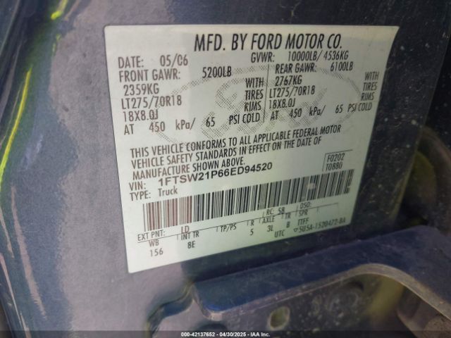 2006 FORD F-250 1FTSW21P66ED94520 Photo 8