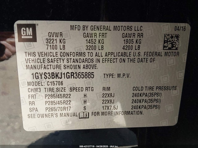 2016 CADILLAC ESCALADE 1GYS3BKJ1GR365885 Photo 8