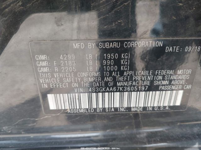 4S3GKAA67K3605197 Subaru Impreza 2.0i