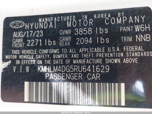 KMHLM4DG5RU641629 Hyundai ELANTRA SEL