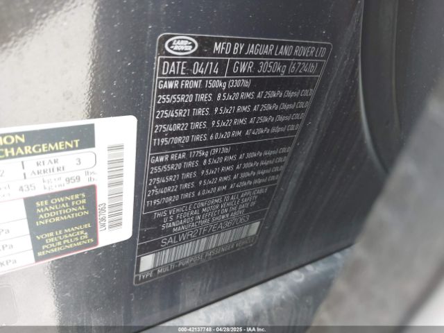 SALWR2TF7EA367063 Land Rover Range Rover Sport 5.0l V8 Supercharged
