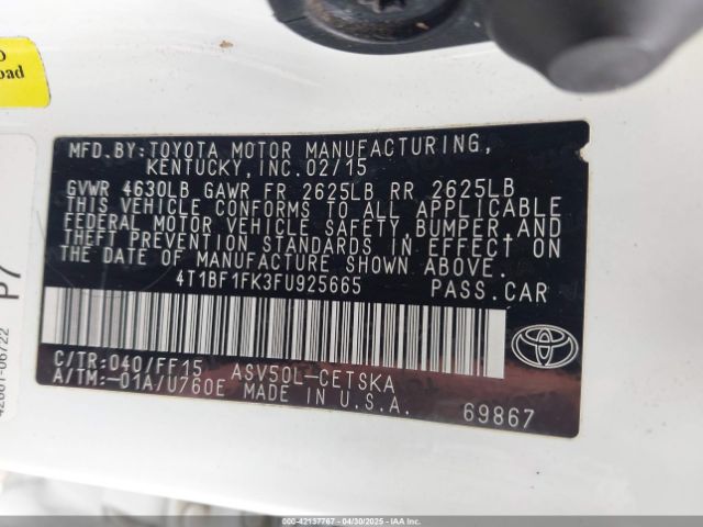 4T1BF1FK3FU925665 Toyota CAMRY SE