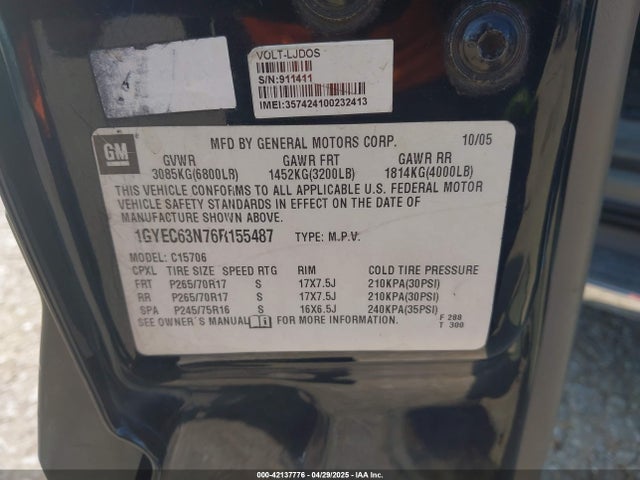 2006 CADILLAC ESCALADE 1GYEC63N76R155487 Photo 8