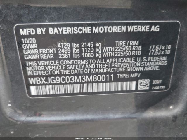 WBXJG9C03M3M80011 BMW X1 Xdrive28i