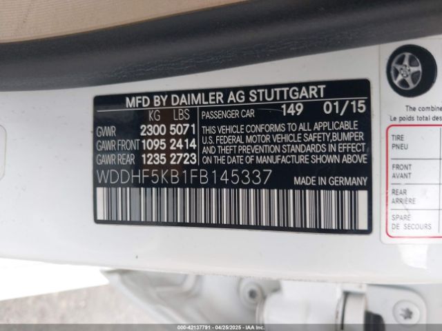WDDHF5KB1FB145337 Mercedes-Benz E 350
