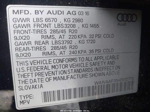 2017 AUDI Q7 WA1VAAF70HD012774 Photo 8