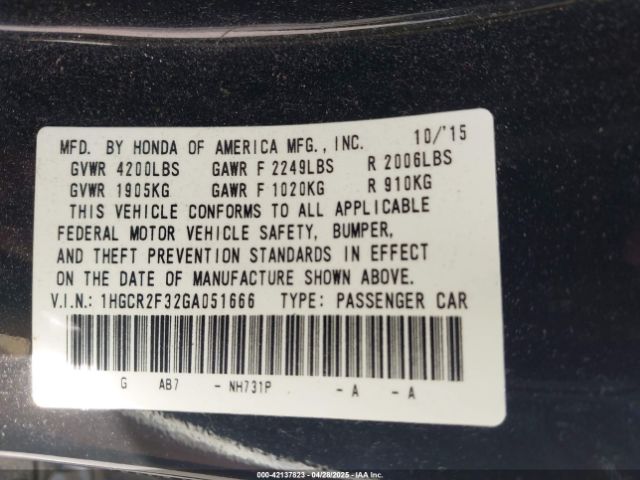 1HGCR2F32GA051666 Honda ACCORD LX