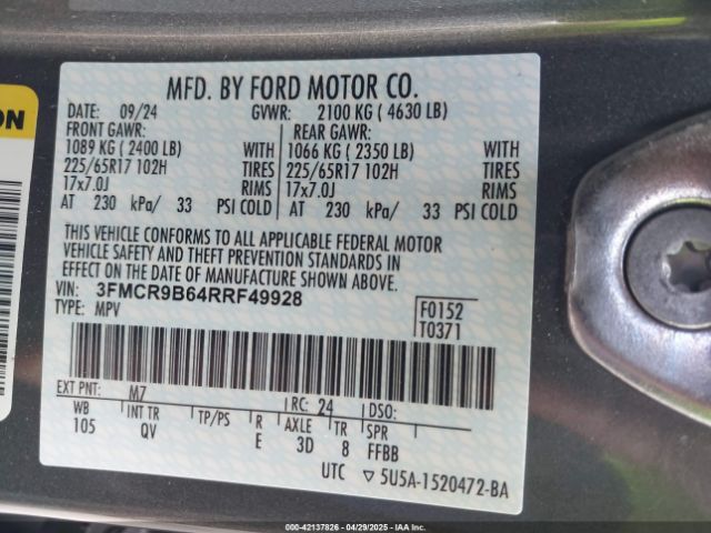 2024 FORD BRONCO SPORT 3FMCR9B64RRF49928 Photo 8
