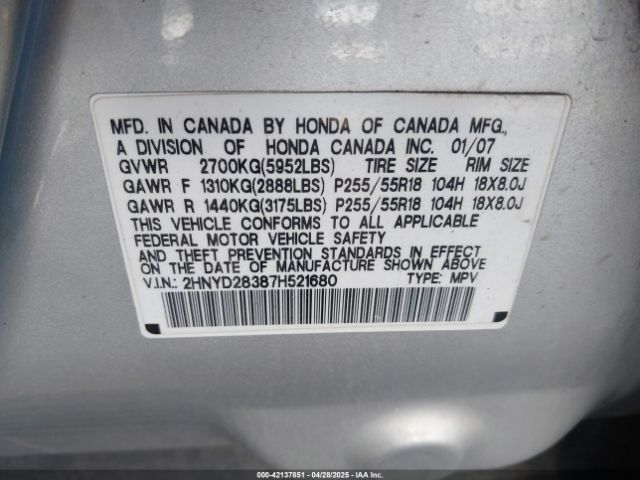 2007 ACURA MDX 2HNYD28387H521680 Photo 8
