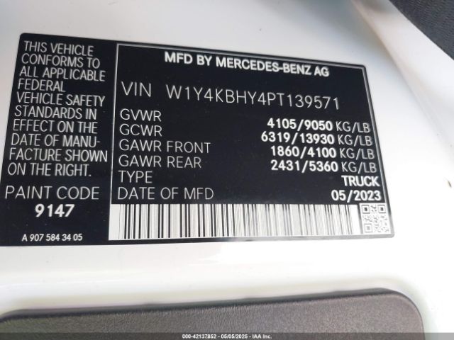 W1Y4KBHY4PT139571 Mercedes-Benz Sprinter 2500 Standard Roof 4-cyl Diesel