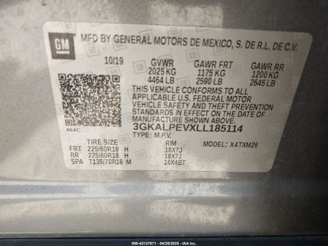 3GKALPEVXLL185114 GMC Terrain Fwd Slt
