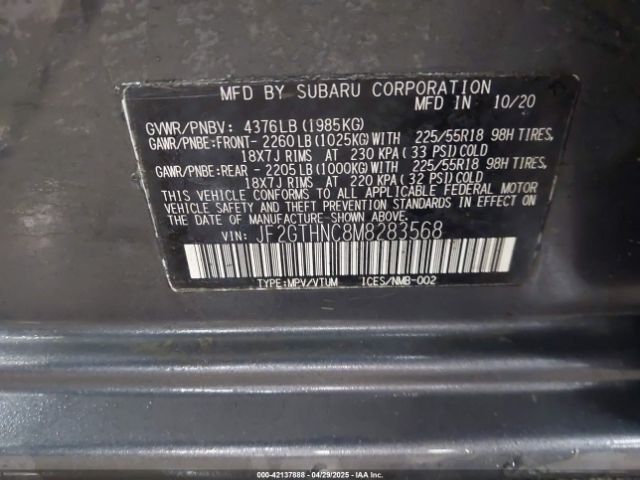 JF2GTHNC8M8283568 Subaru Crosstrek Limited