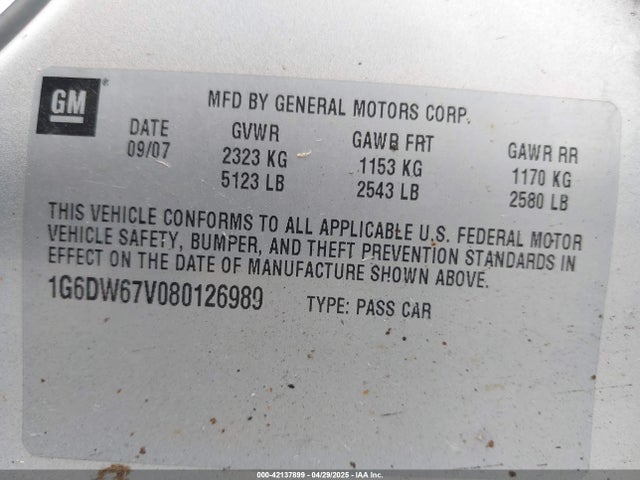 2008 CADILLAC STS 1G6DW67V080126989 Photo 8