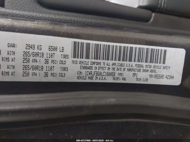 2020 JEEP GRAND CHEROKEE 1C4RJFBG0LC160058 Photo 8