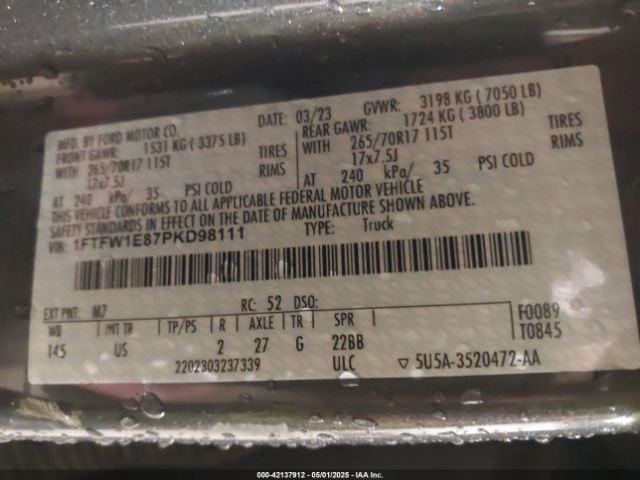 2023 FORD F-150 1FTFW1E87PKD98111 Photo 8