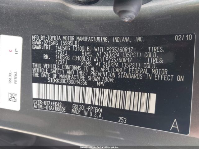 2011 TOYOTA SIENNA 5TDKK3DC7BS014356 Photo 8