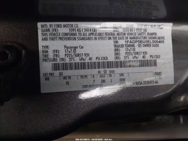1FADP5BU0EL506465 Ford C-max Hybrid Sel