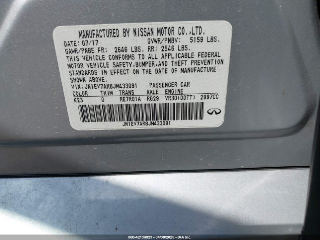 JN1EV7AR8JM433091 Infiniti Q50 3.0t Luxe