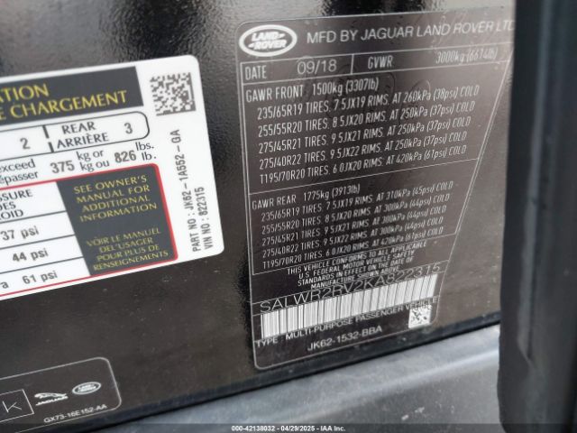 SALWR2RV2KA822315 Land Rover Range Rover Sport Hse