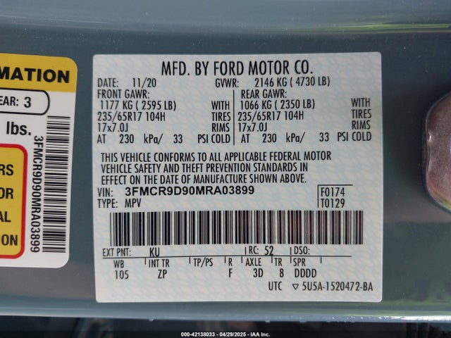 3FMCR9D90MRA03899 Ford gtdi