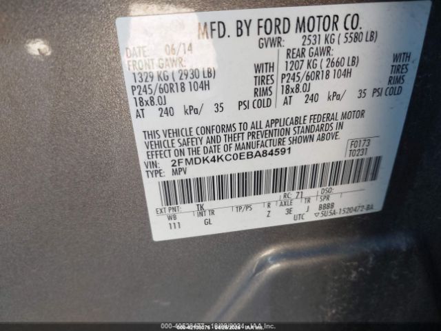 2FMDK4KC0EBA84591 Ford Edge Limited