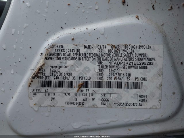 1FADP3K21EL295263 Ford 2014