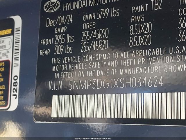 5NMP3DG1XSH034624 Hyundai Santa Fe Hybrid Limited