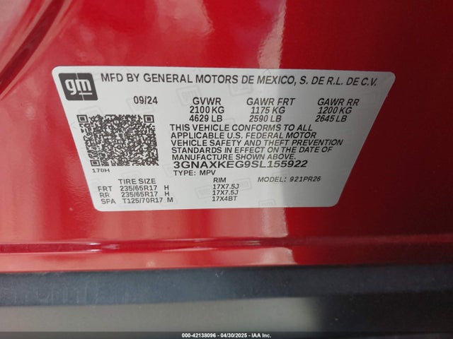 3GNAXKEG9SL155922 Chevrolet lsd