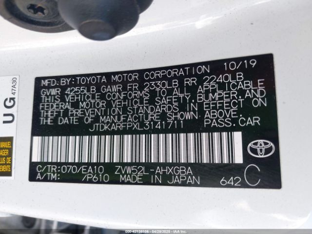 JTDKARFPXL3141711 Toyota Prius Prime Xle