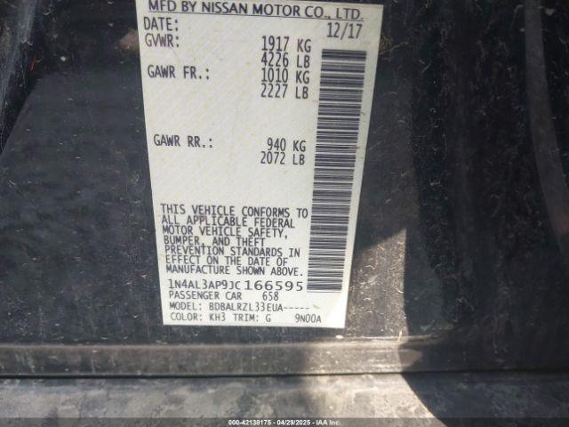 1N4AL3AP9JC166595 Nissan Altima 2.5 Sl