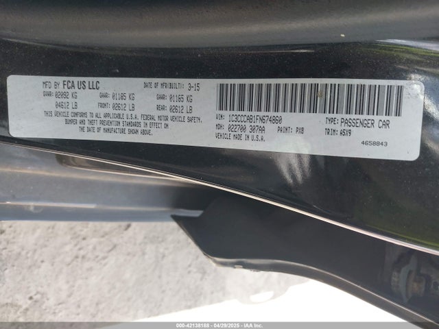 1C3CCCAB1FN674860 Chrysler 200 Limited