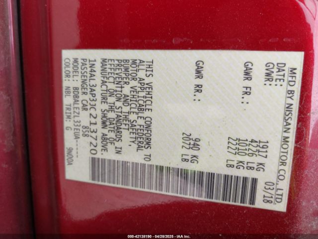 2018 NISSAN ALTIMA 1N4AL3AP3JC213720 Photo 8