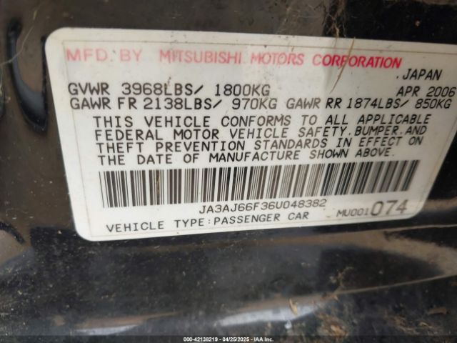 2006 MITSUBISHI LANCER JA3AJ66F36U048382 Photo 8