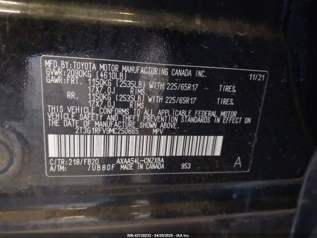 2021 TOYOTA RAV4 2T3G1RFV9MC250665 Photo 8