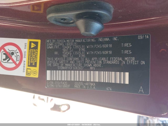5TDBKRFH3FS082607 Toyota Highlander Le Plus V6