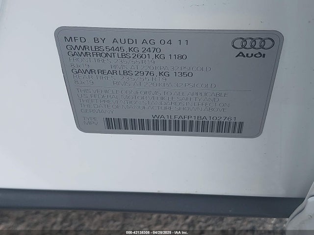 2011 AUDI Q5 WA1LFAFP1BA102761 Photo 8