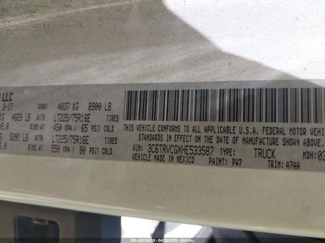 3C6TRVCGXHE533587 RAM Promaster 2500 High Roof 136 Wb