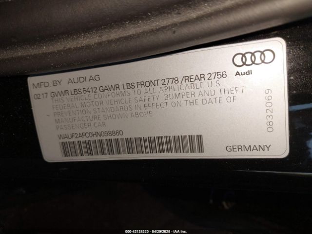 WAUF2AFC0HN098860 Audi A6 3.0t Premium Plus